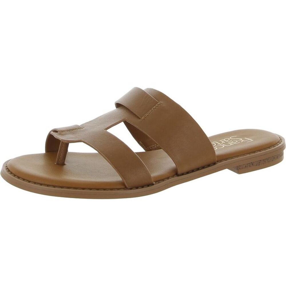Franco Sarto Womens Gretta Tan Leather Thong Flats Slide Sandals Shoes NWT